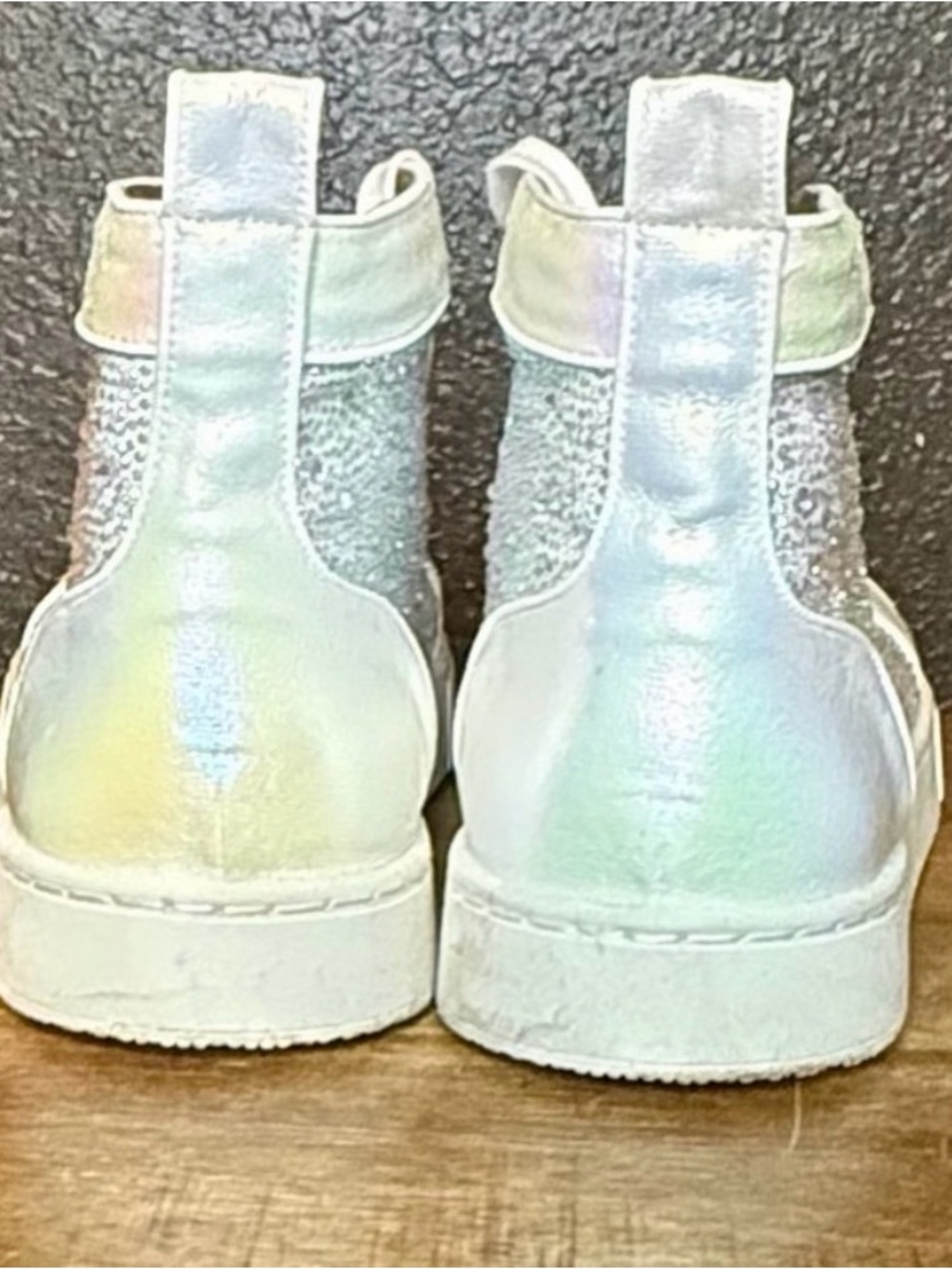 Steve Madden Men’s White Sparkle High-Top Sneaker (Christian Louboutin style) - Picture 4 of 7